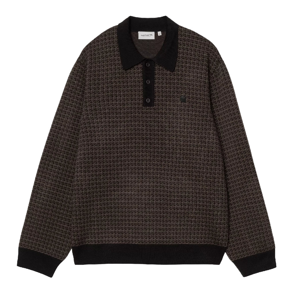 Carhartt WIP L/S Lowis Polo - Lowis Houndstooth / Vitola Heather - front