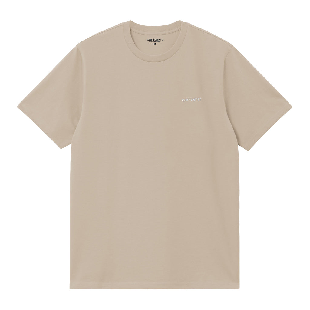 Carhartt WIP Script Embroidery T Shirt - Fleur de Sel / White - front