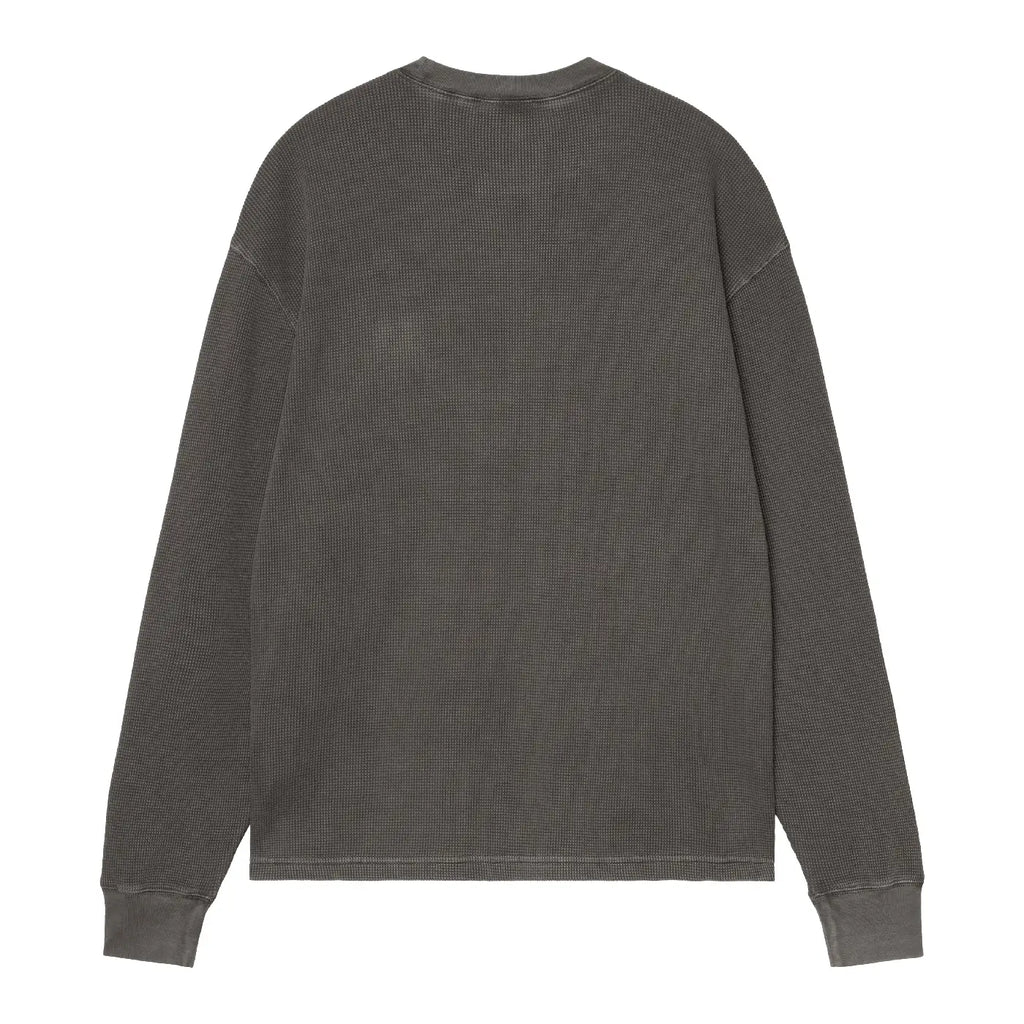 Carhartt WIP L/S Vista Waffle T Shirt - Black Garment dyed - back