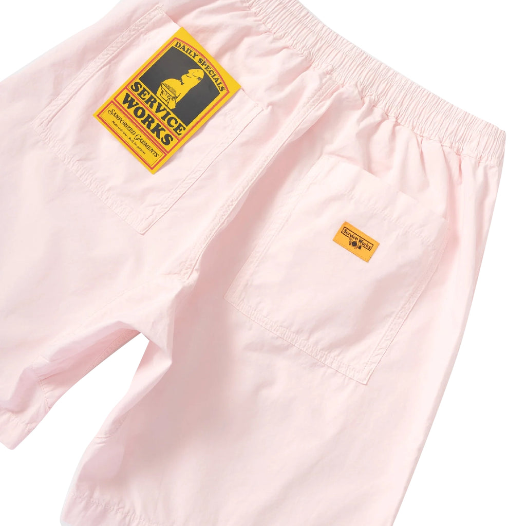 Service Works Poplin Chef Shorts - Dusty Pink - back pockets