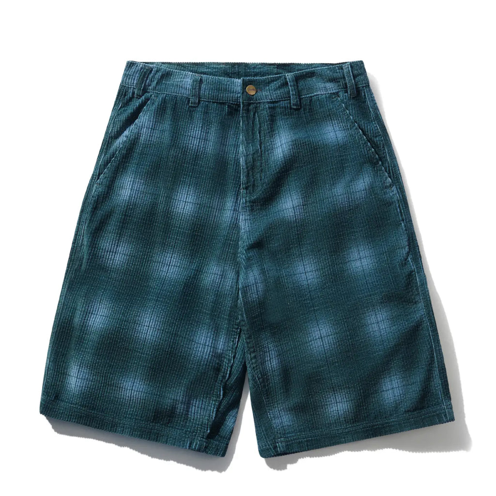 Butter Goods Cord Work  Shorts - Blue Plaid - front