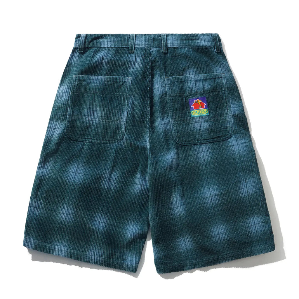 Butter Goods Cord Work  Shorts - Blue Plaid - back