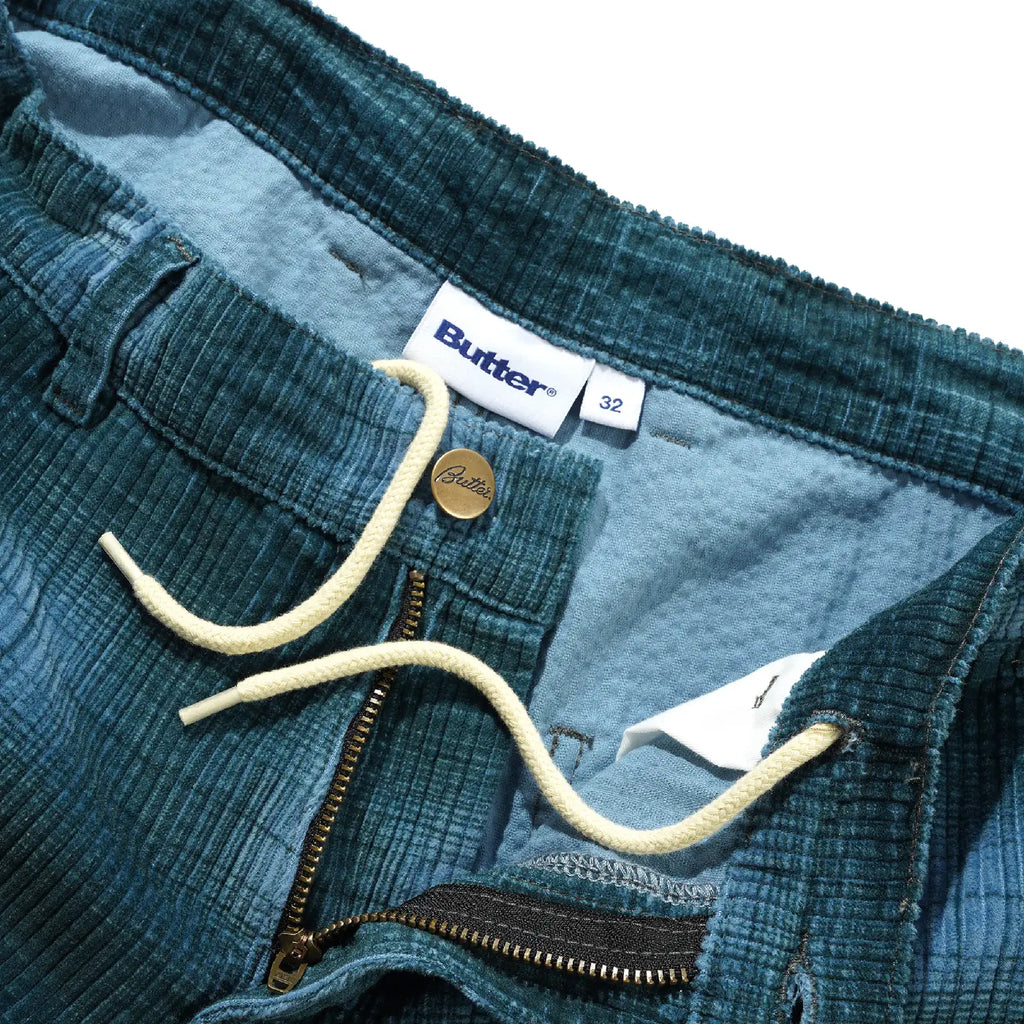 Butter Goods Cord Work  Shorts - Blue Plaid - drawstring