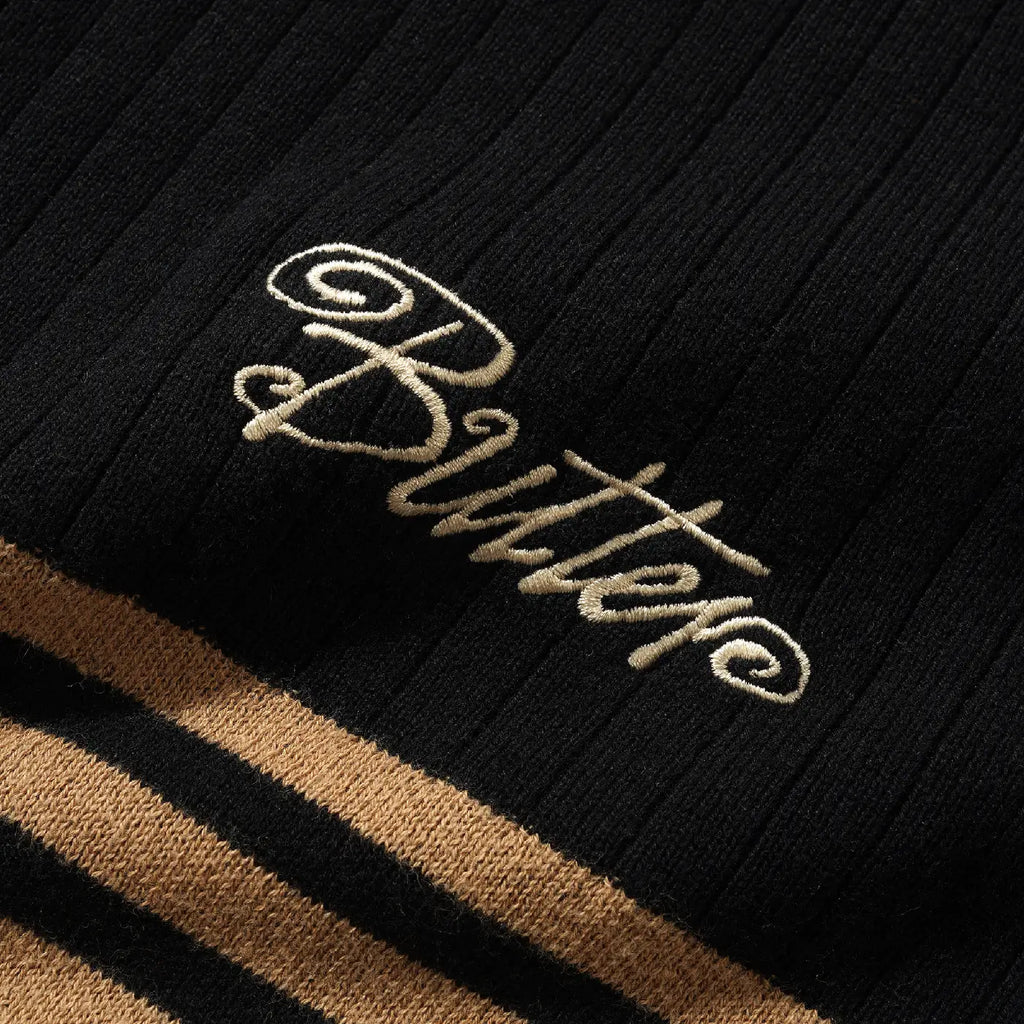 Butter Goods Crest Knitted Sweatshirt - Black - embroidery