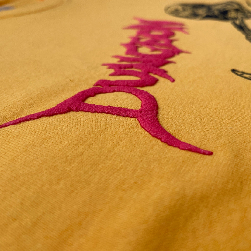 Dungeon Dragon Lies L/S T Shirt - Gold Yellow - closeup