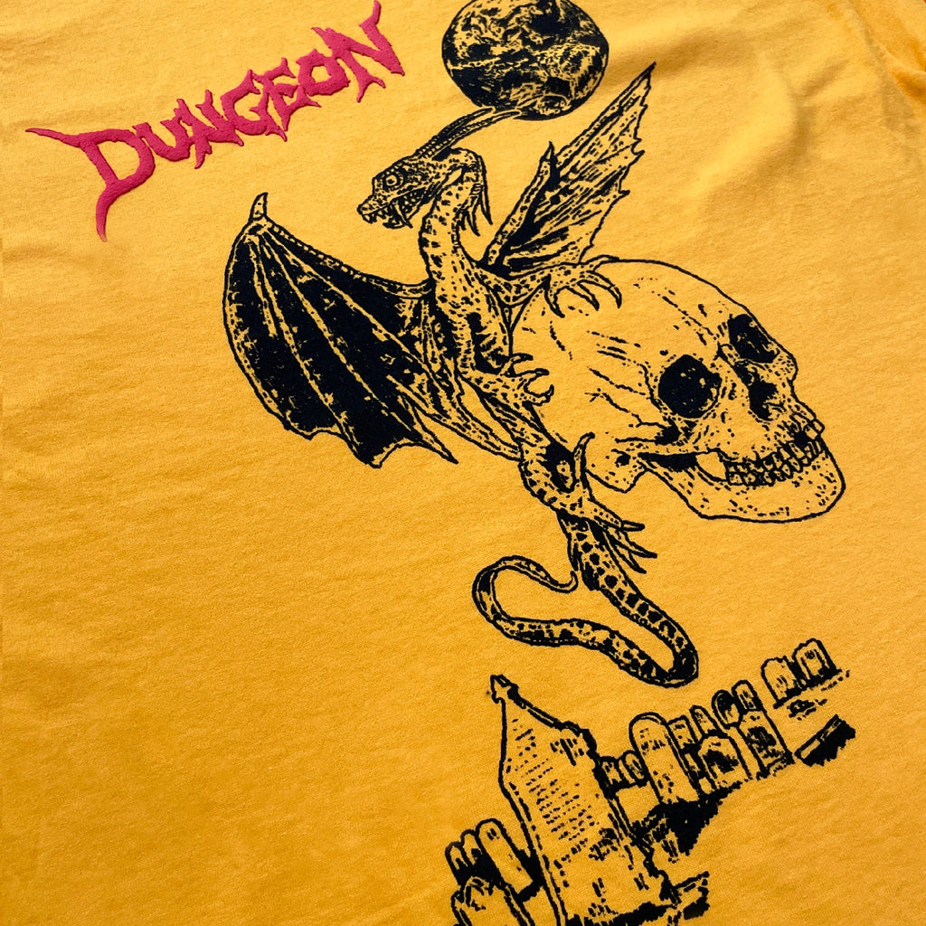 Dungeon Dragon Lies L/S T Shirt - Gold Yellow - closeup2