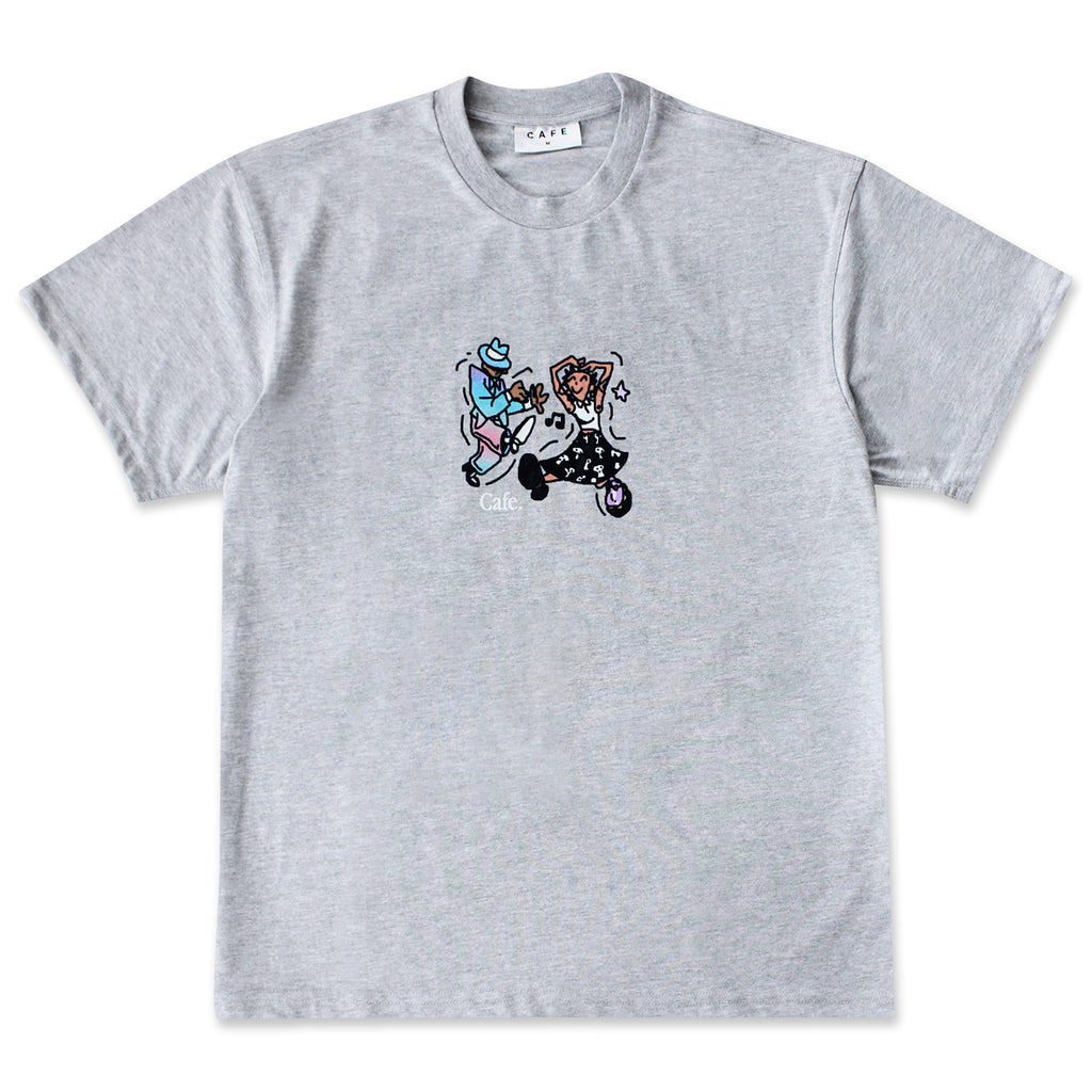 Skateboard Cafe Dancing T Shirt - Heather Grey