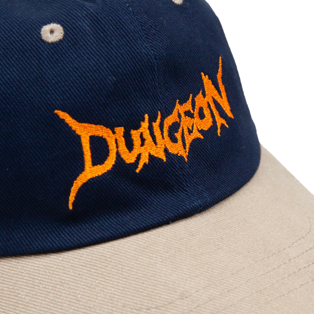 Dungeon Brushed Canvas Cap - Navy Taupe / Neon Orange - closeup