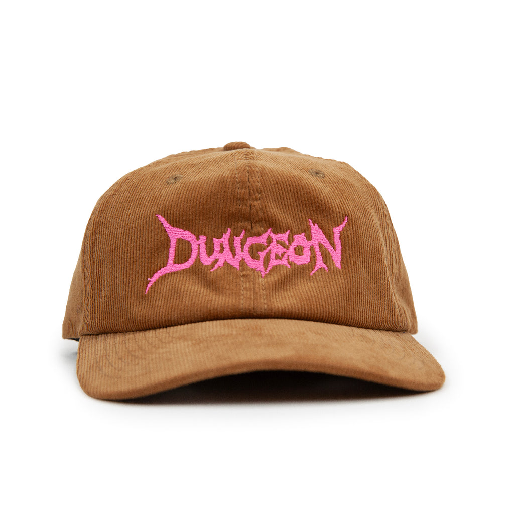 Dungeon Embroidered Cord Cap - Camel / Neon Pink - front