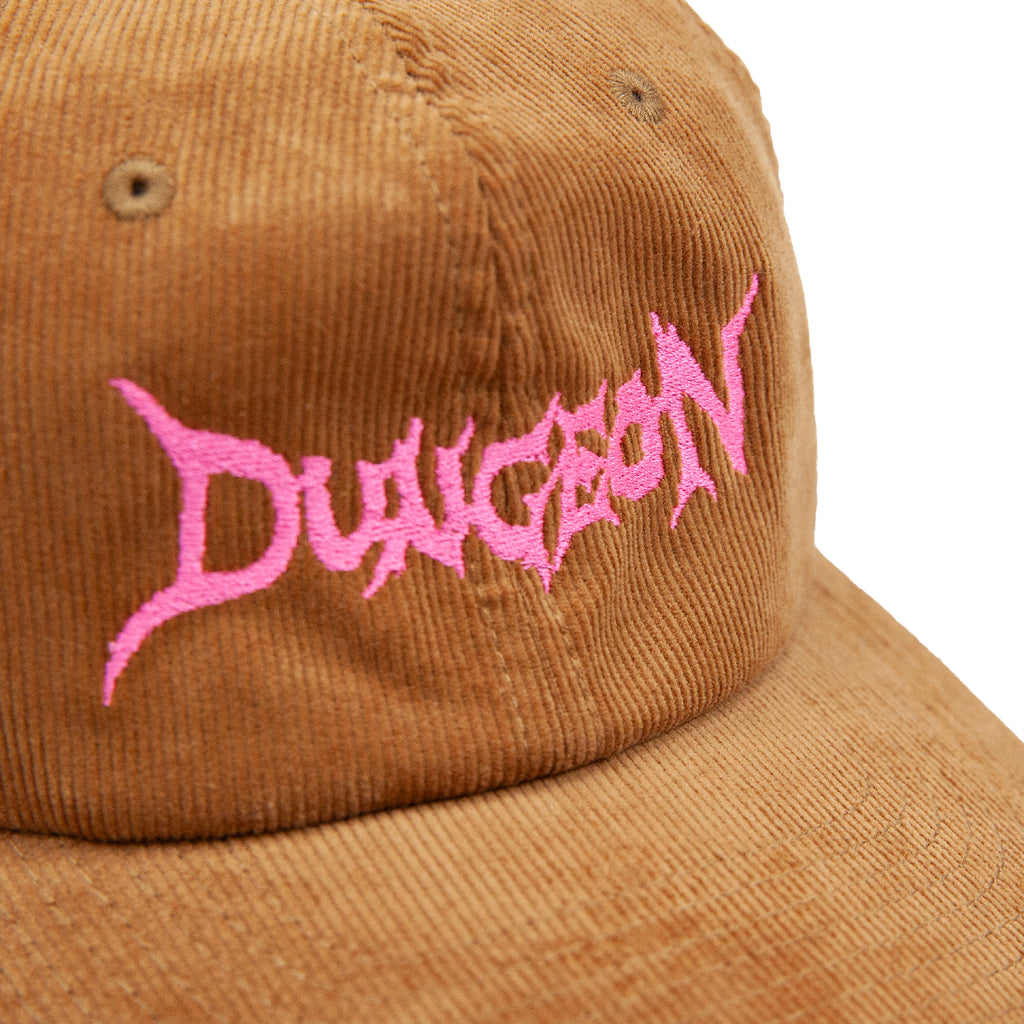 Dungeon Embroidered Cord Cap - Camel / Neon Pink - closeup
