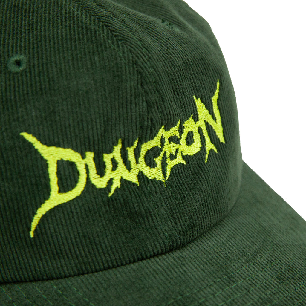 Dungeon Embroidered Cord Cap - Olive / Tennis Yellow - closeup