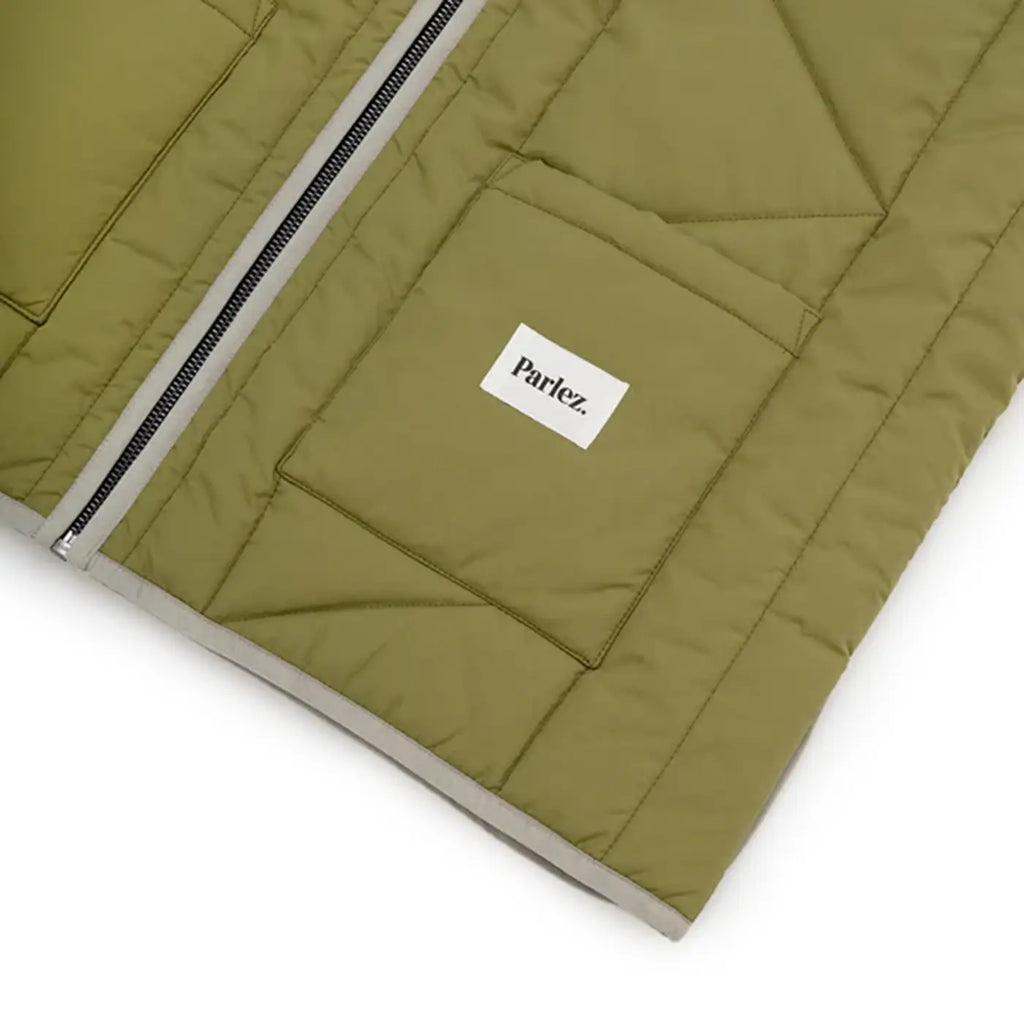 Parlez Elkins Gilet - Olive Green - pocket