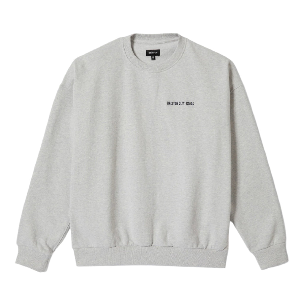 Brixton Embroidered Heavy Weight  Crew Sweatshirt - Heather Grey - main