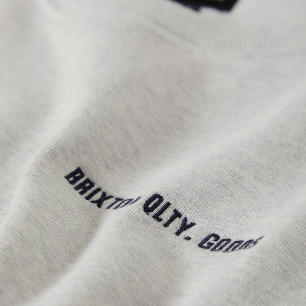Brixton Embroidered Heavy Weight  Crew Sweatshirt - Heather Grey - logo