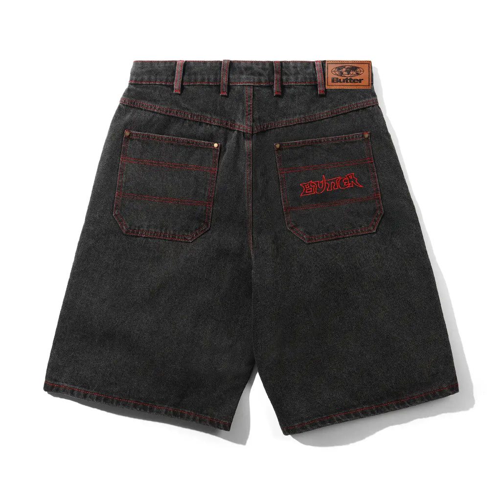 Butter Goods Encounter Denim Shorts - Tinted Washed Black - back