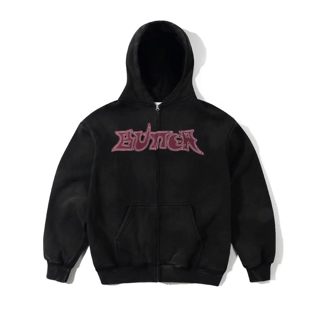 Butter Goods Encounter Zip-Thru Hoodie - Washed Black - main
