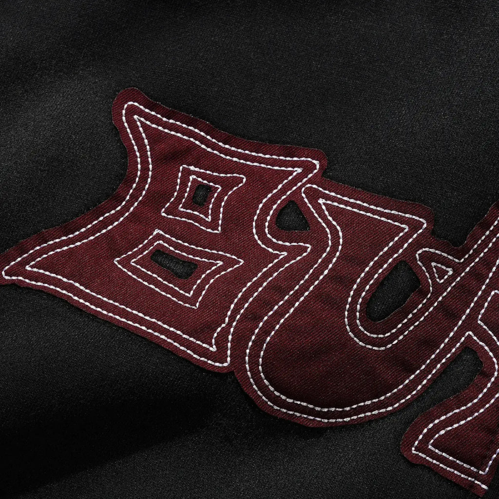 Butter Goods Encounter Zip-Thru Hoodie - Washed Black - closeup