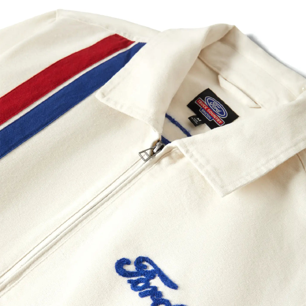 Brixton Ford Number One Garage Jacket - Wimbledon White - collar