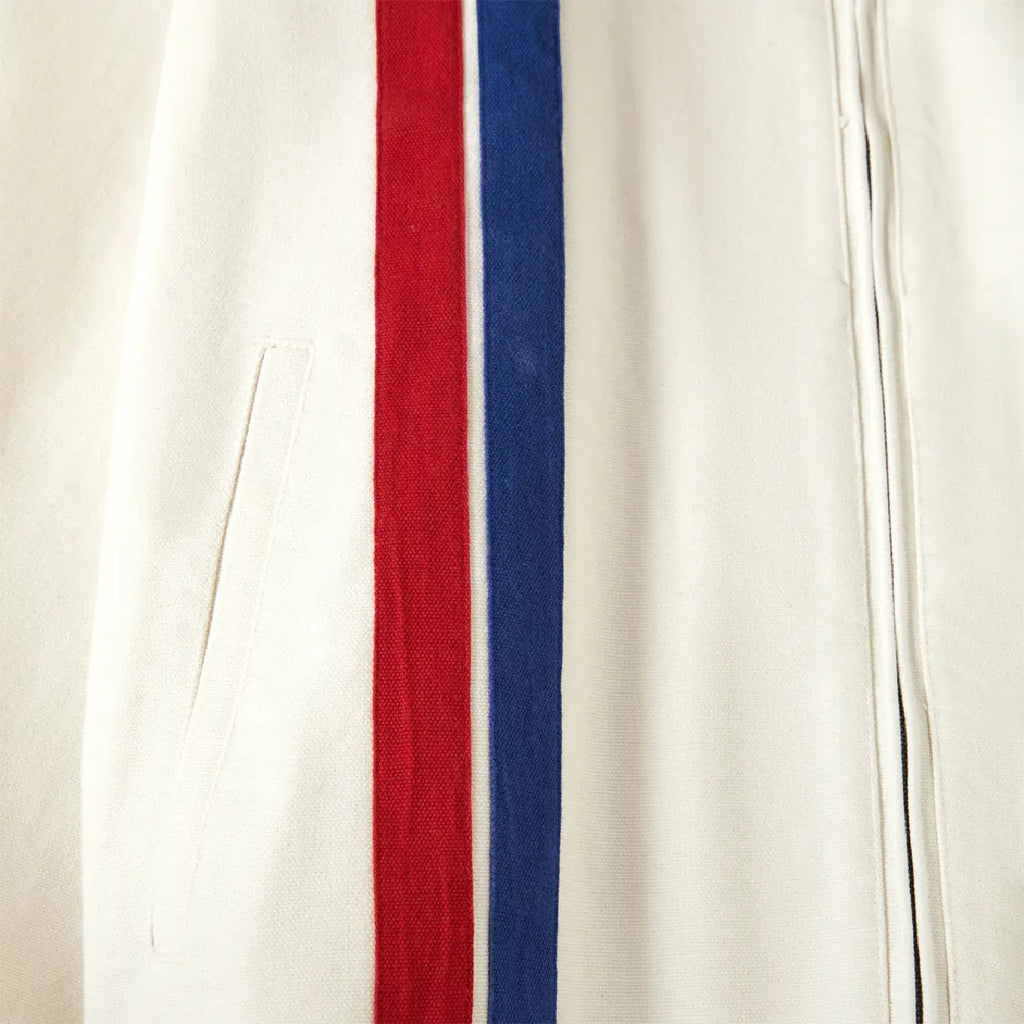 Brixton Ford Number One Garage Jacket - Wimbledon White - stripes