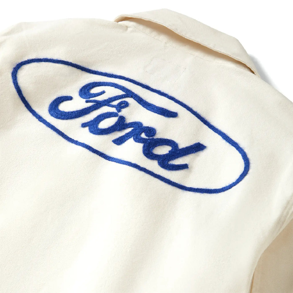 Brixton Ford Number One Garage Jacket - Wimbledon White - logo