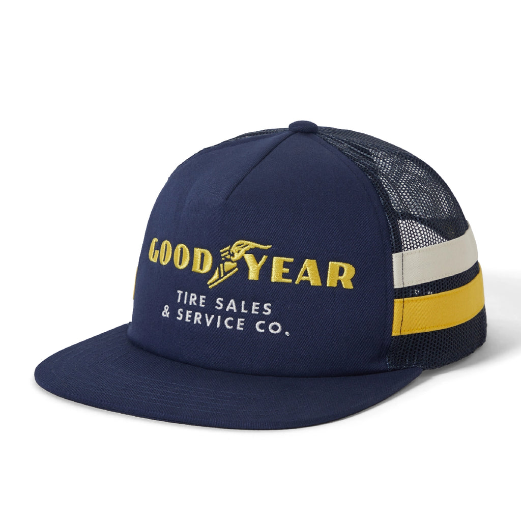 Goodyear Service Trucker Cap in Navy by Brixton | Bored of Southsea