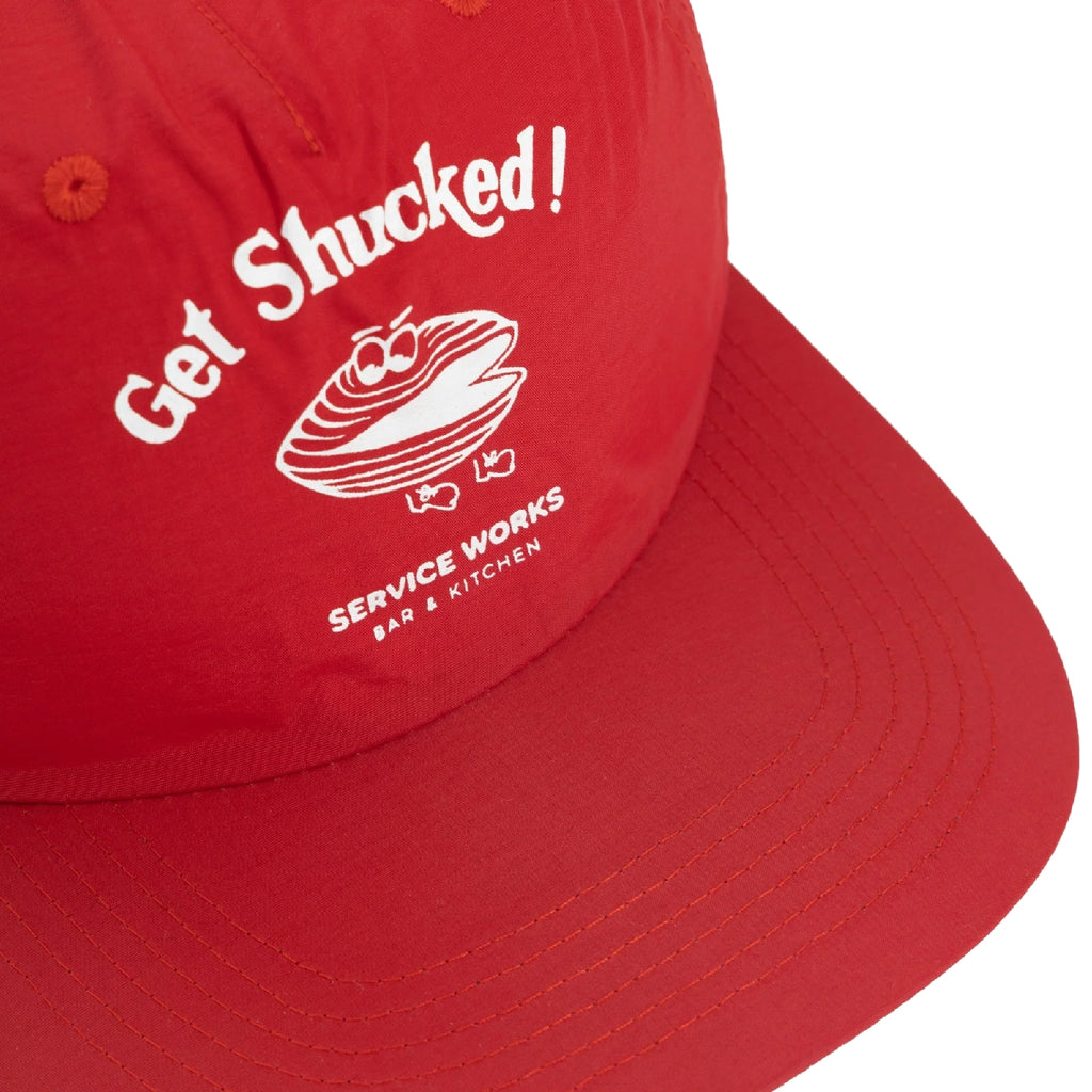 Service Works Get Shucked Cap - Red - closeup