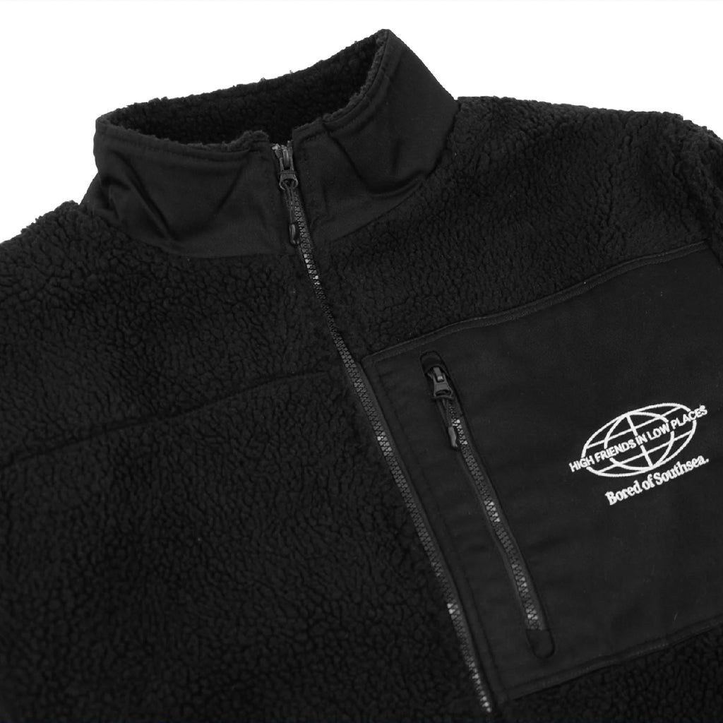 Bored of Southsea High Friends Sherpa Fleece - Black - neck