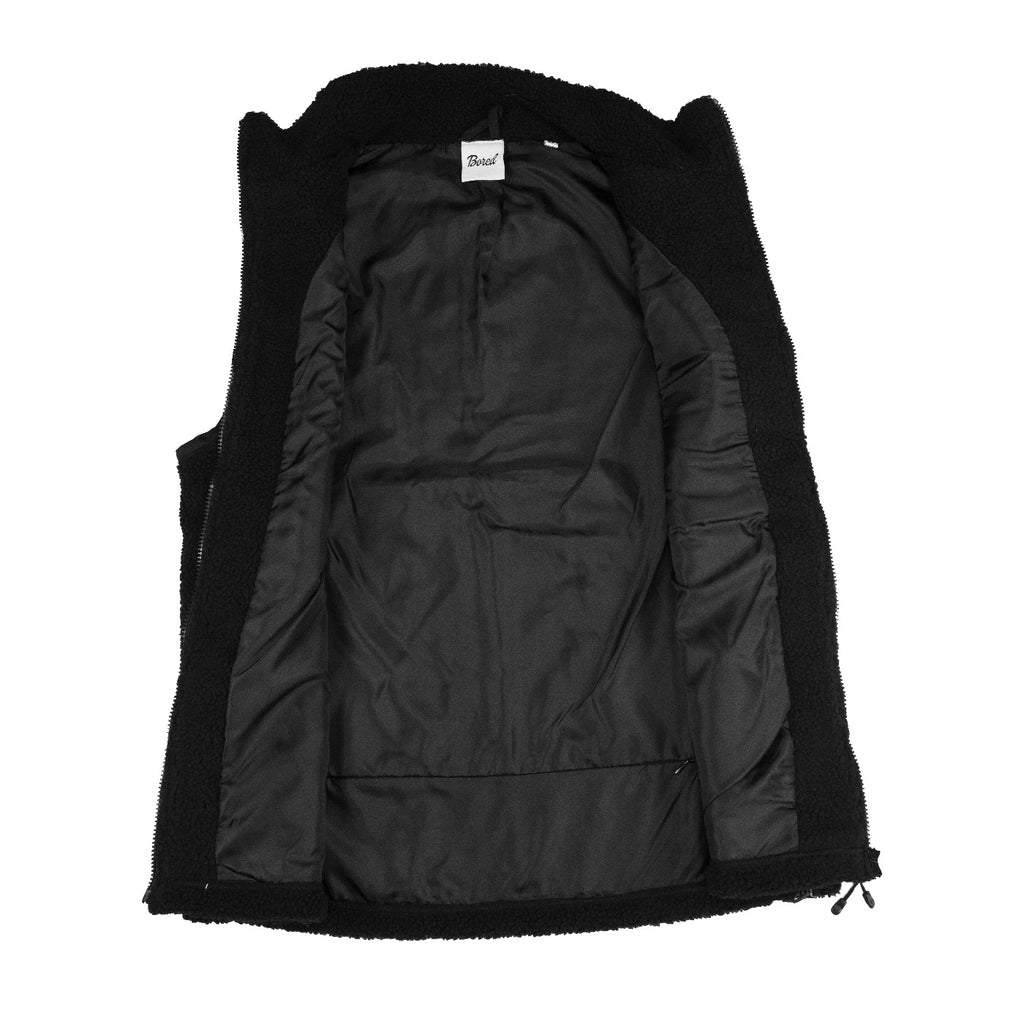 Bored of Southsea High Friends Sherpa Vest Fleece - Black - open