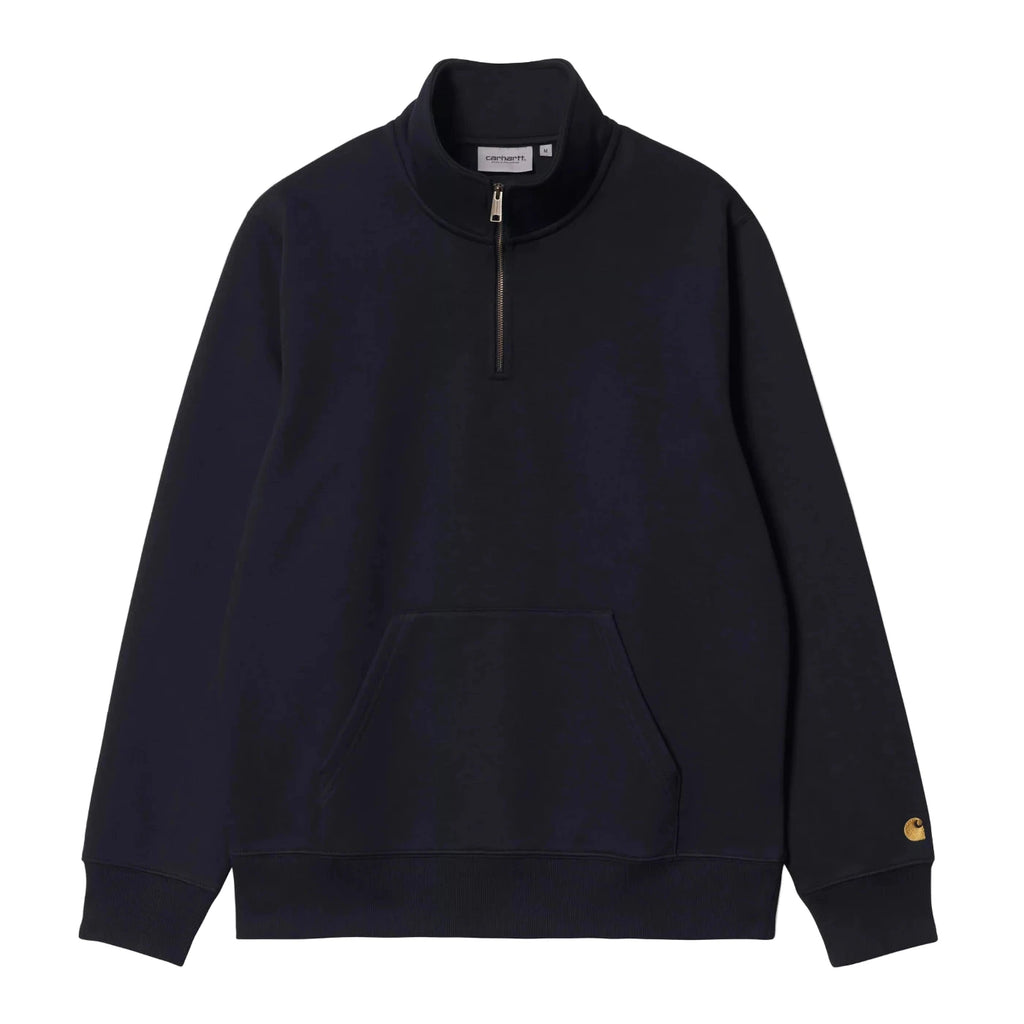 Carhartt Chase Neck Zip Sweatshirt - Dark Navy / Gold - front