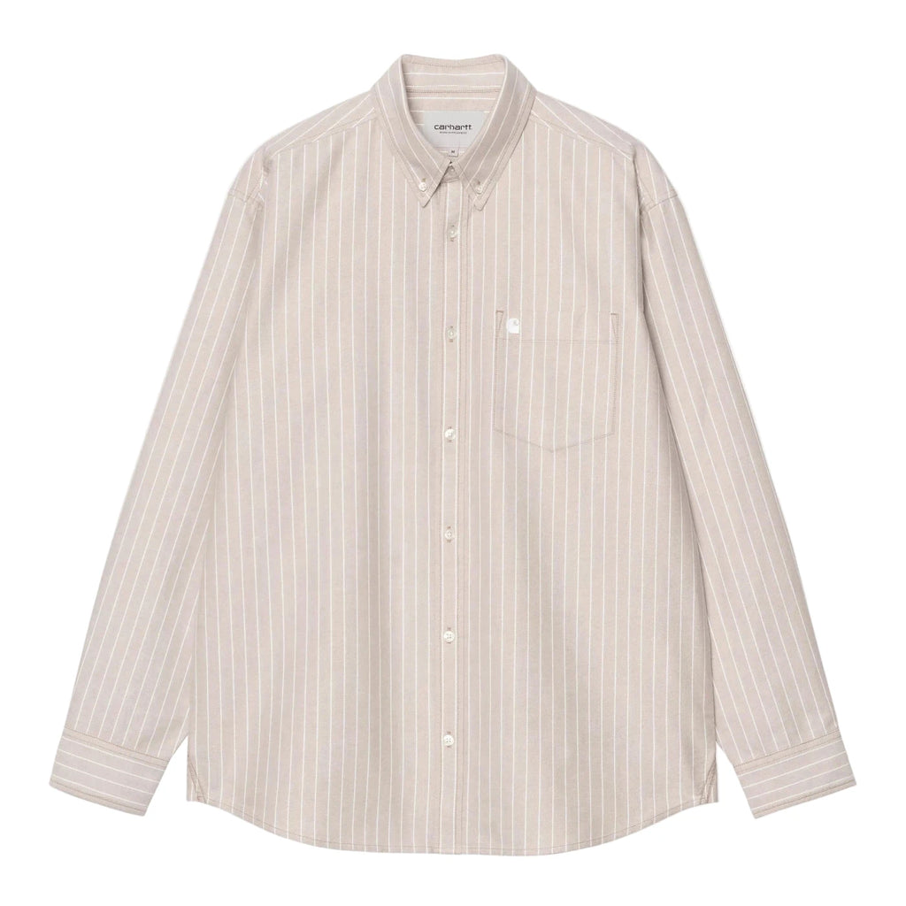 Carhartt WIP L/S Cassel Shirt - Peanut / White - front
