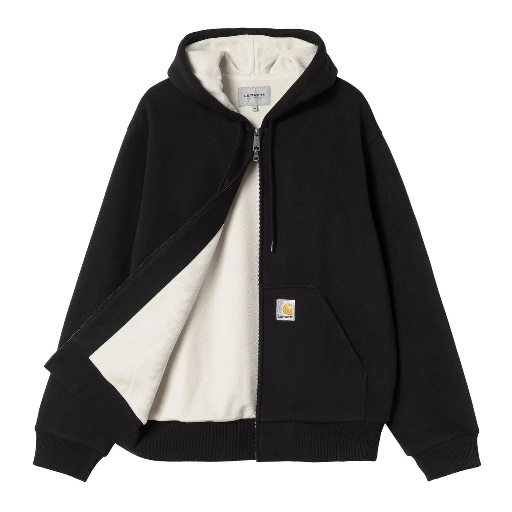 Carhartt WIP Active Sweat Jacket - Black Stone Washed - open