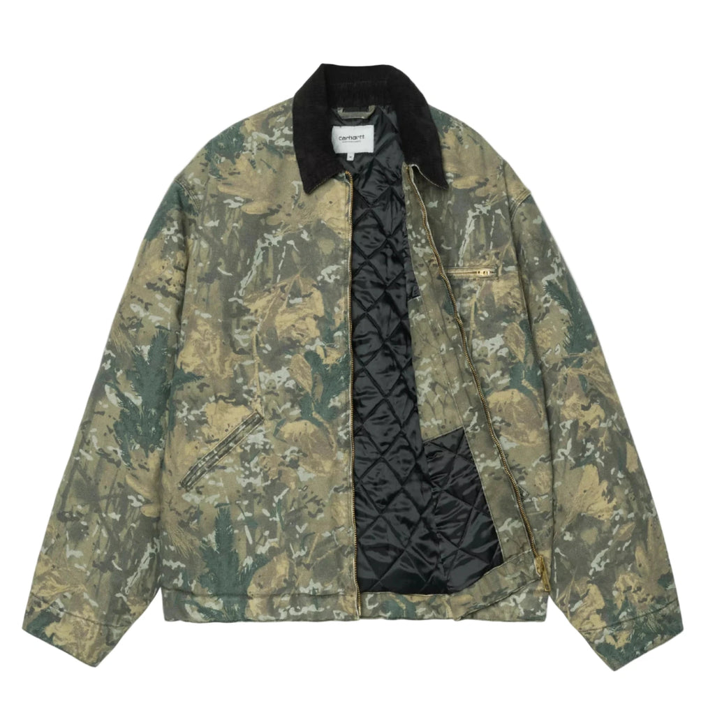 Carhartt WIP OG Detroit Jacket - Camo Combi / Black Stone Washed - open