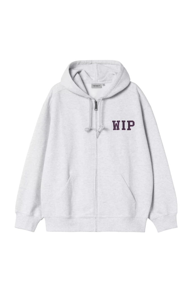 Carhartt WIP Hooded Mini WIP Sweat Jacket - Ash Heather stone washed - front