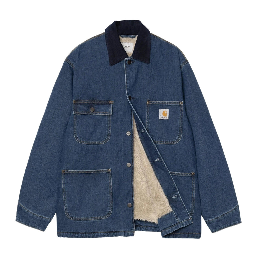 Carhartt WIP OG Chore Coat - Blue / Dark Navy stone washed - open