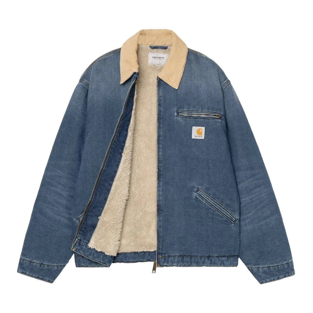 Carhartt WIP OG Detroit Jacket - Blue / Dusty H Brown dark used wash - open