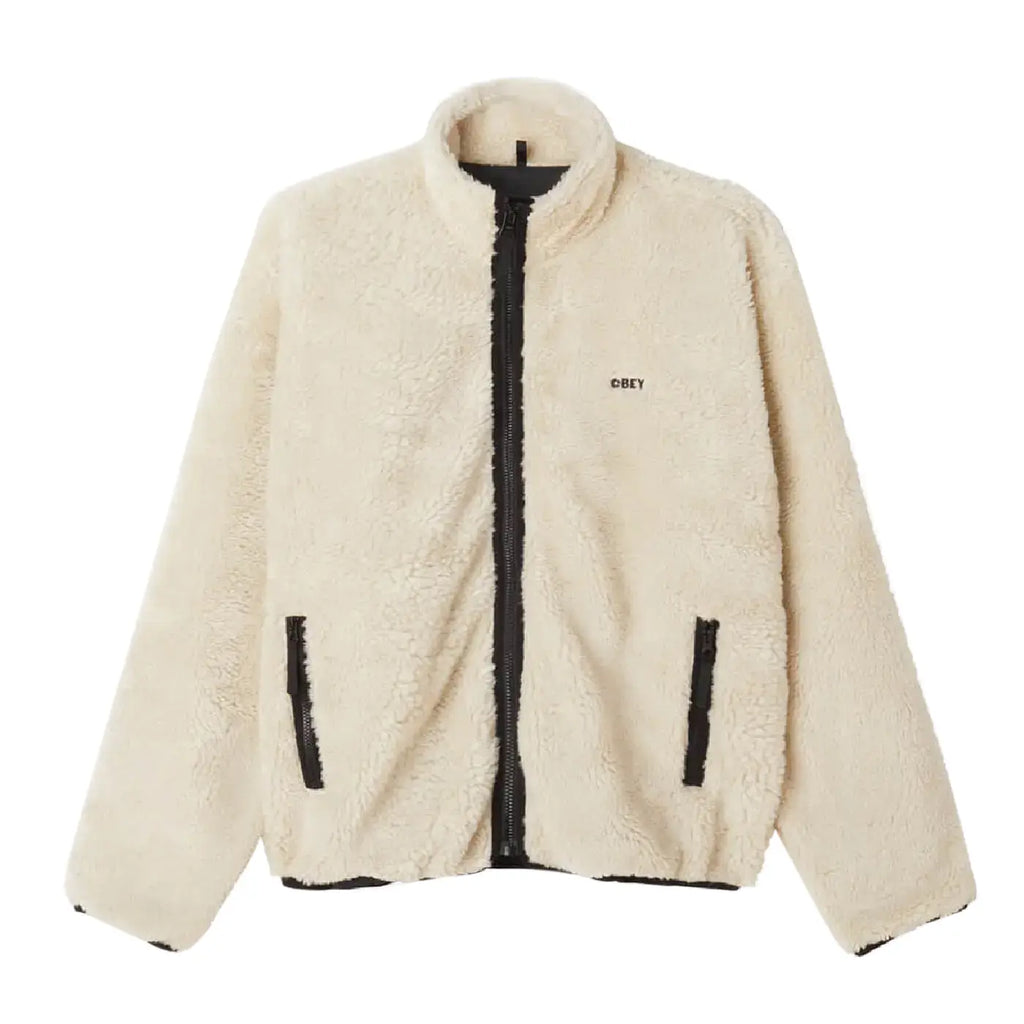Obey Clothing Icon Face Sherpa Jacket - Unbleached