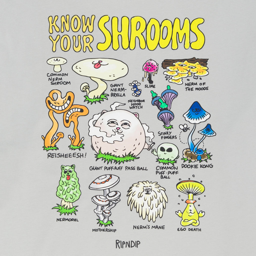 RIPNDIP Know Ur Shrooms T Shirt - Grey