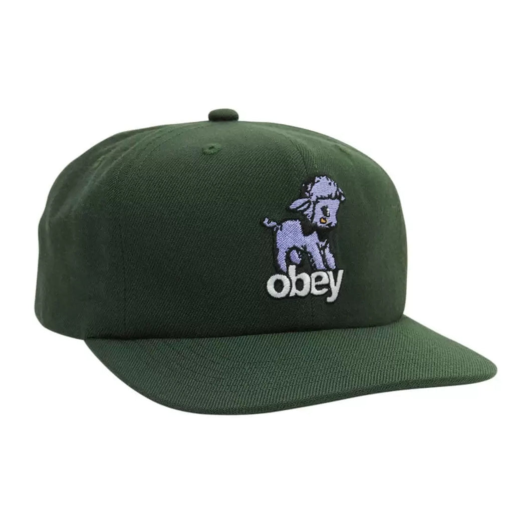 Obey Clothing Lamb 6 Panel Snapback Cap - Dark Cedar - front