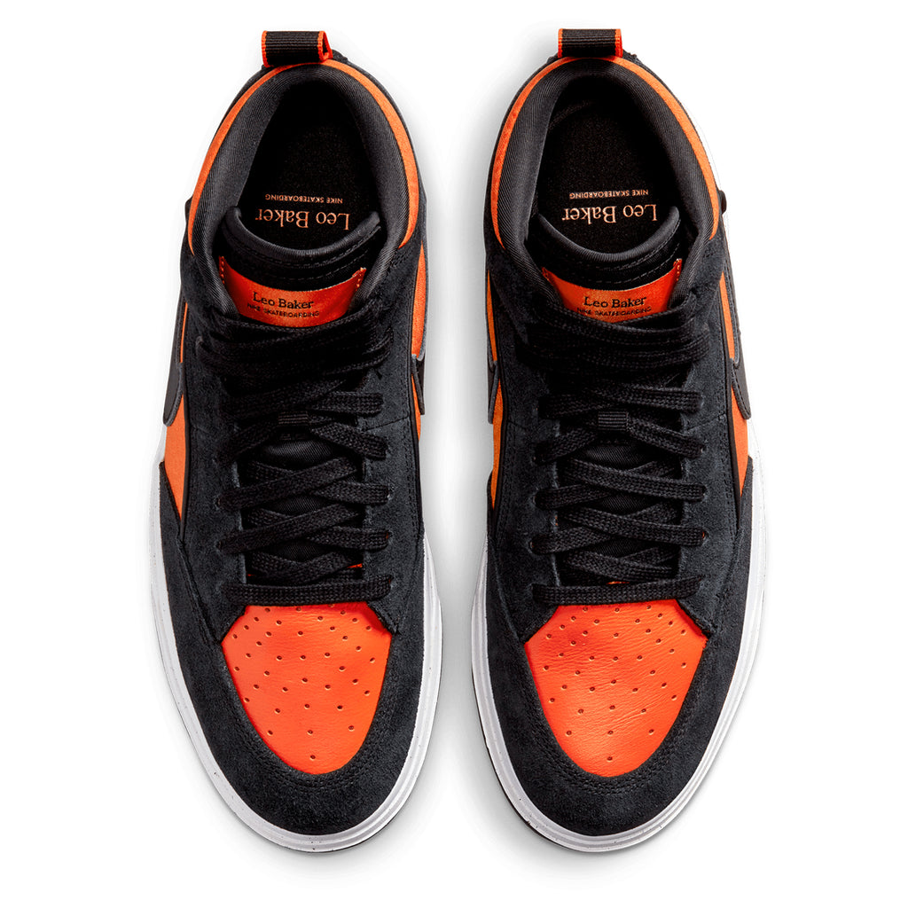 Nike SB x React Leo Shoes - Black / Black -  Orange - Electric Orange - top