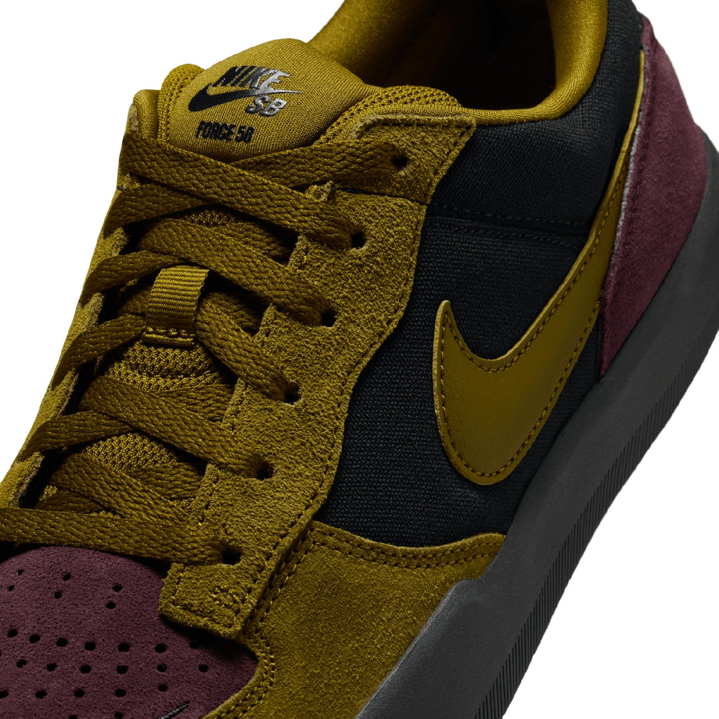 Nike SB Force 58 Shoes - Black / Olive Flak - Burgundy Crush - Off Noir - front