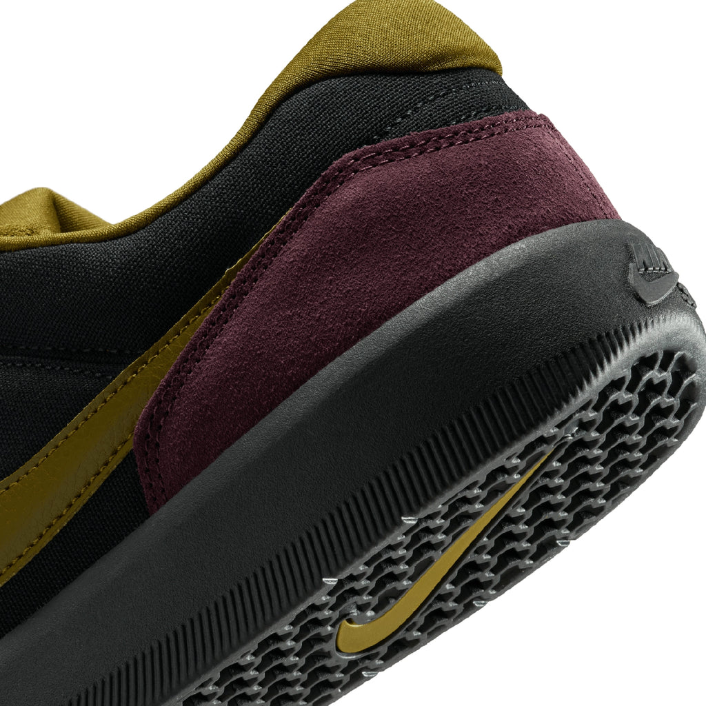 Nike SB Force 58 Shoes - Black / Olive Flak - Burgundy Crush - Off Noir - heel