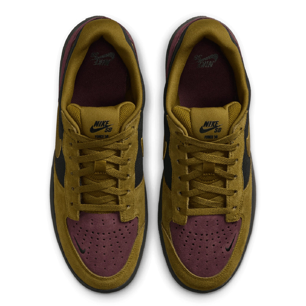 Nike SB Force 58 Shoes - Black / Olive Flak - Burgundy Crush - Off Noir - top