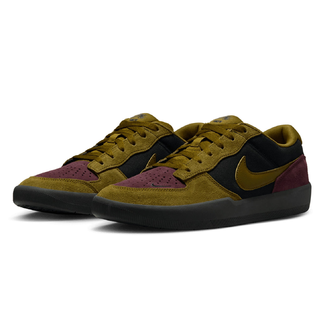 Nike SB Force 58 Shoes - Black / Olive Flak - Burgundy Crush - Off Noir - pair