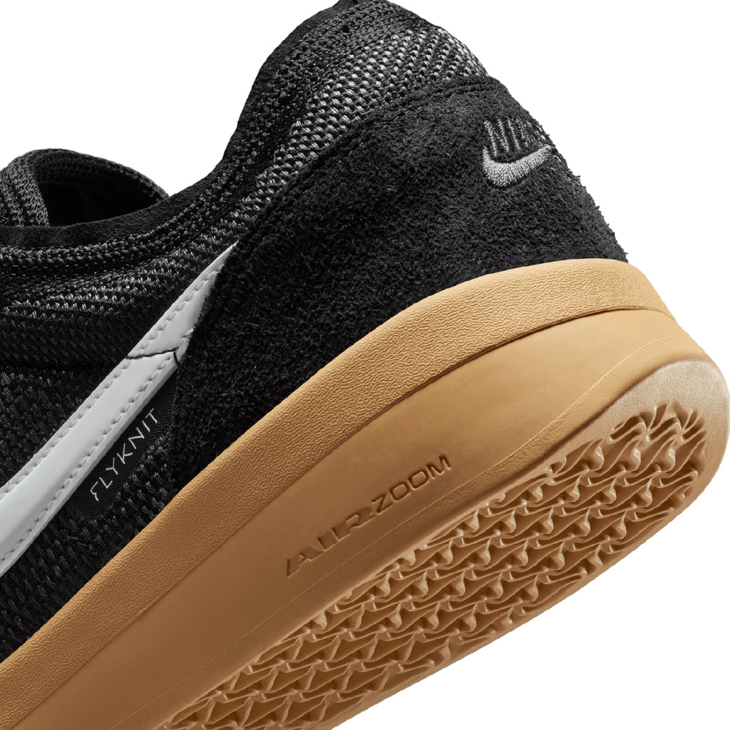 Nike SB PS8 Black / White - Anthracite - Gum Yellow - heel