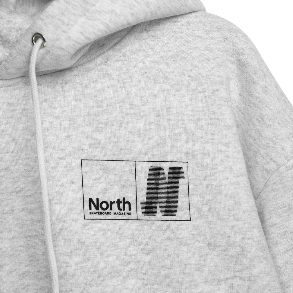 North Skate Mag N Logo Hoodie - Light Grey / Black - closeup