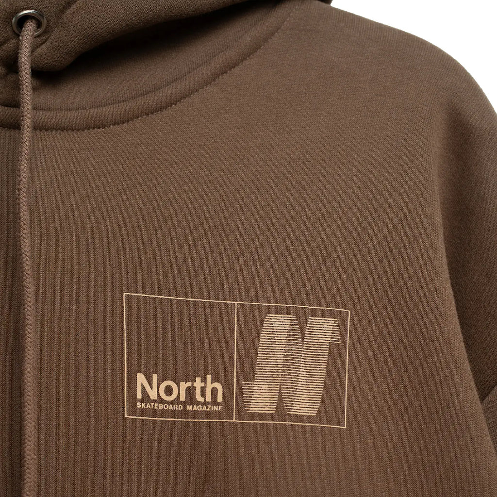 North Skate Mag N Logo Hoodie - Brown / Sand - closeup