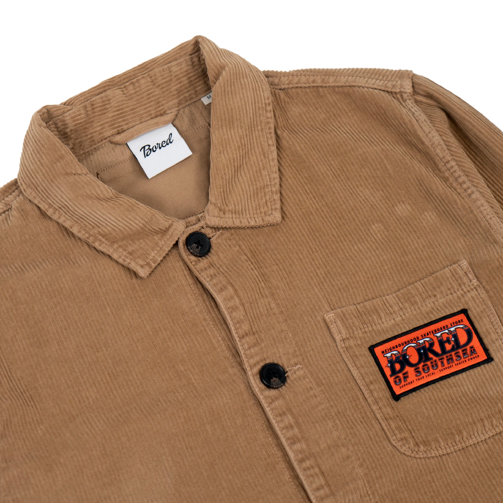 Bored of Southsea Neighbourhood Corduroy L/S Overshirt - Washed Camel - front