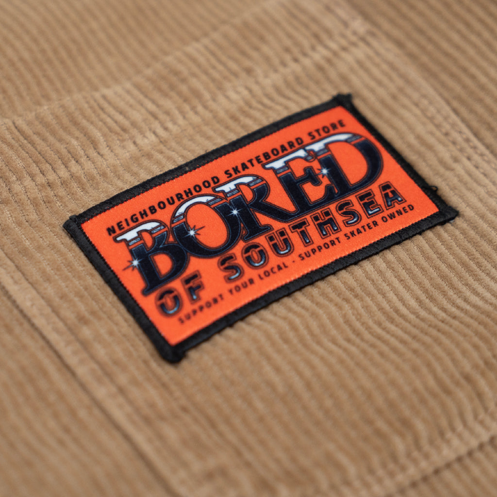 Bored of Southsea Neighbourhood Corduroy L/S Overshirt - Washed Camel - label