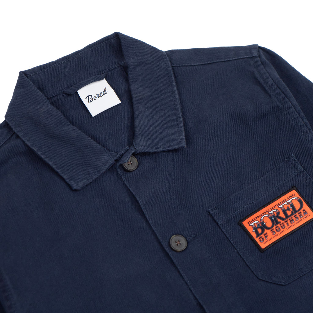Bored of Southsea Neighbourhood Workers Faded Jacket - Washed Navy - front