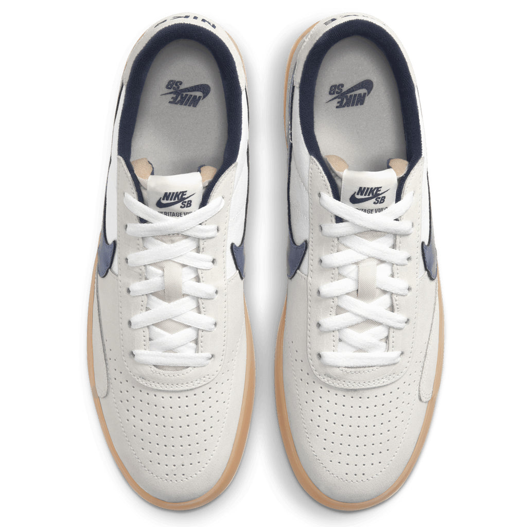 Nike SB Heritage Vulc Shoes - Summit White / Navy - White - Gum Light Brown - top